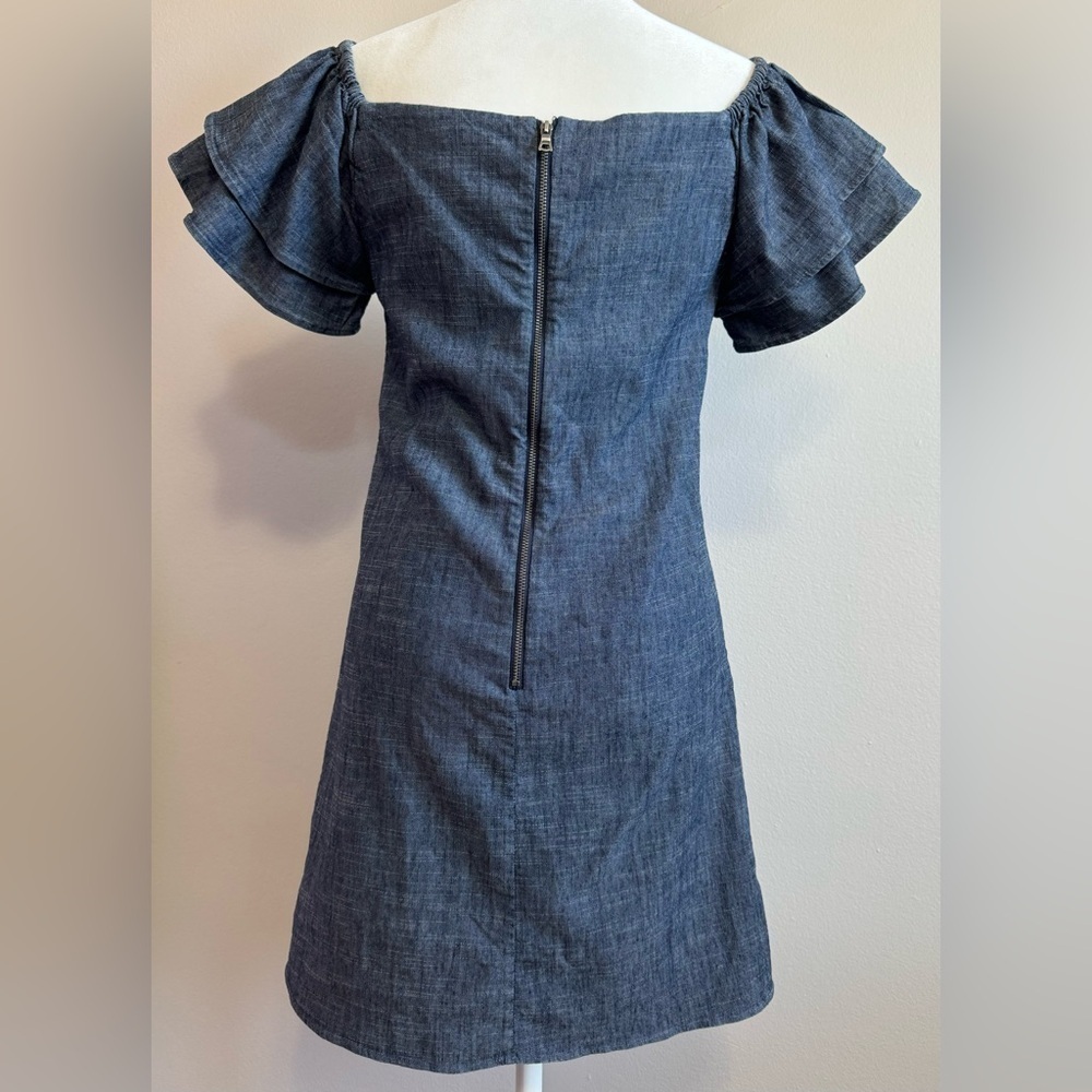 Alice & Olivia Women’s Square Neckline Linen Blend Mini Dress Size S - Picture 2 of 10
